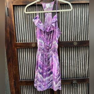 Parker Purple Ruffled Smocked Mini Sundress - Size M